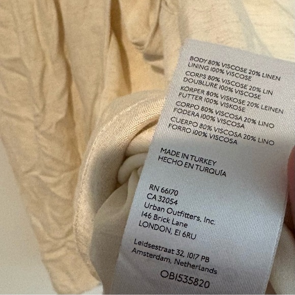 Anthropologie Linen Wrap Mini Dress Cream Tan size medium - Picture 7 of 9